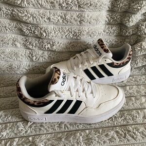Adidas White Sneakers with Leopard Print